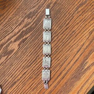 Vintage Parisian Silver-Tone Travel Landmark Link Bracelet